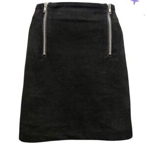 FOREVER 21 Faux Suede Double Silver Zipper Details Mini Skirt Black Size Large‎